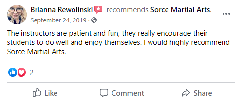 Testimonial For Home Page, Sorce Martial Arts in South Milwaukee
