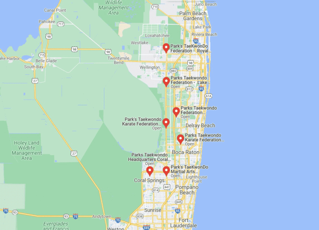Parks Map2 1024x740, Park&#039;s TaeKwonDo Coral Springs HQ