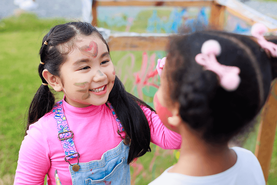 Happiness Asian Girl Painting Affican Girl Face Diverse Happiness Kid Group Playing Playground Summer Camp Learning, Guido&#039;s Martial Arts Academy